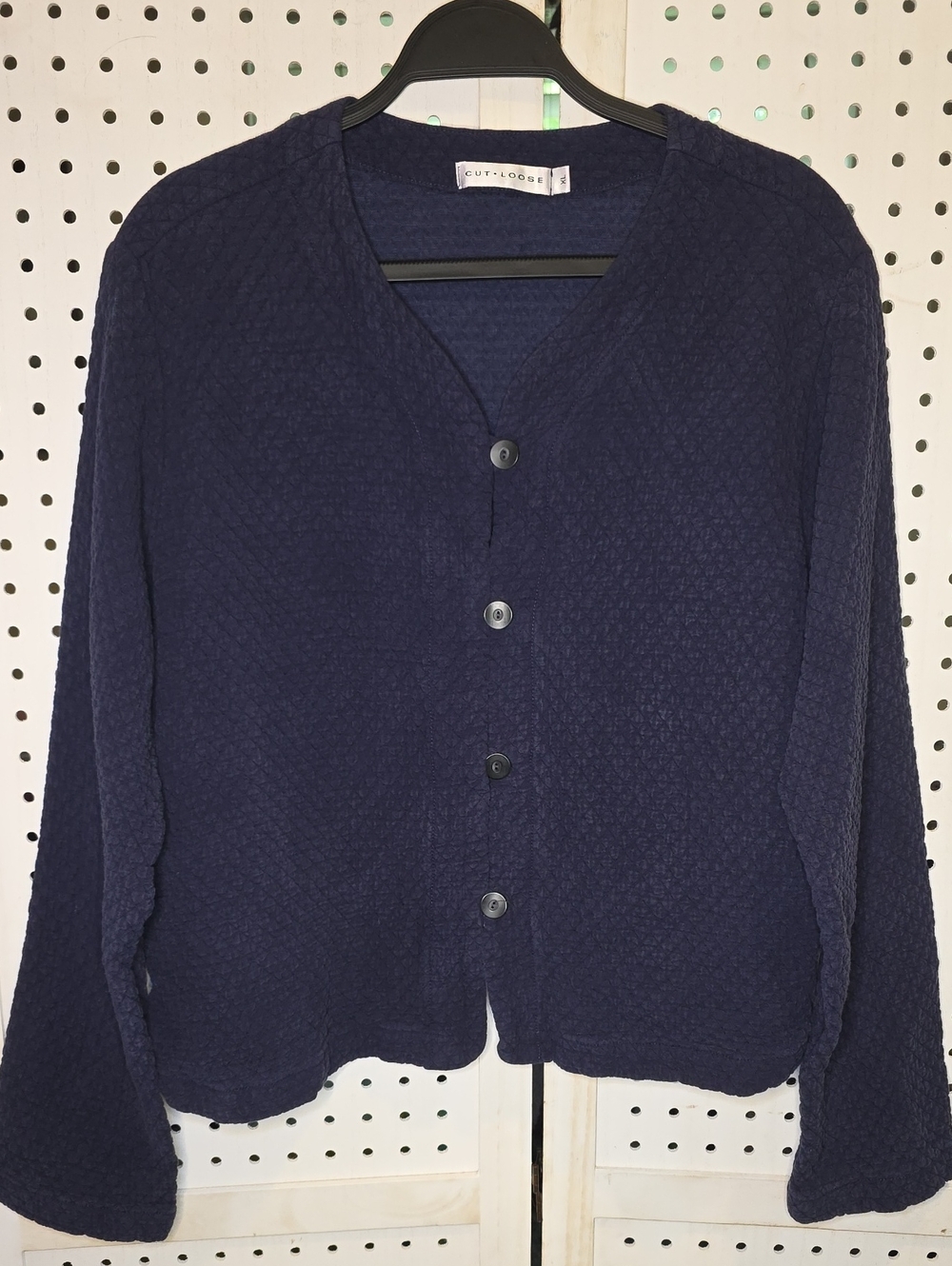 Cut Loose Navy Textured Button-Front Cardigan Sweater XL